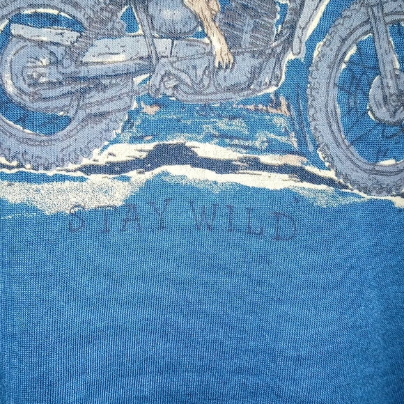 Lucky Brand Venice Burnout Men's Size XL Tee Stay Wild Wolf Motorcycle Desert - Picture 6 of 9